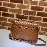 Fake Gucci Handbags 498110 Leather GG Marmont Small Top Handle