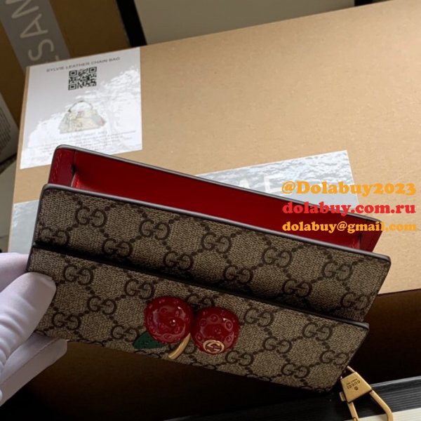 Gucci Designer Beige GG Supreme mini bag with cherries