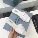 Replica  Prada Leather Logo Flat Slide Sandals