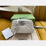 Wholesale Gucci Replicas Best Black/White 447633 Leather GG Marmont Bag