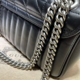 Designer Gucci Replicas GG Marmont matelassé shoulder bag in hibiscus black 443497 leather