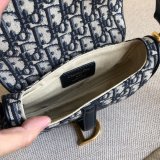 Replica Christian Dior Saddle Bag Grained Blue Oblique Jacquard