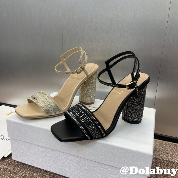 Top Quality Dior Silver-Tone Strass Heeled Sandal 9.5CM