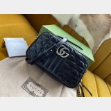 Wholesale Gucci Replicas Best Black/White 447633 Leather GG Marmont Bag