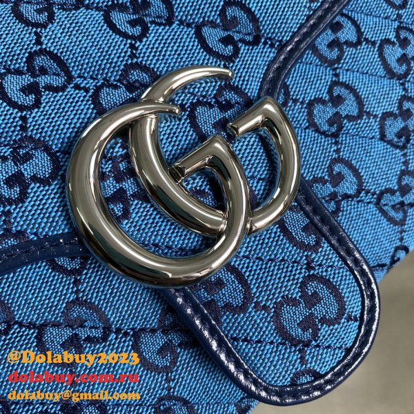 Gucci Replica 443497 GG Marmont Multicolor small shoulder blue bag