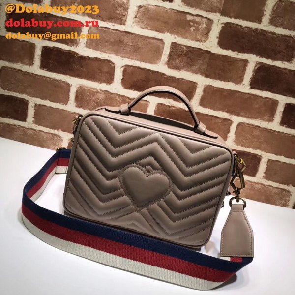 Top Quality Gucci Replica 498100 Leather GG Marmont Small Shoulder Bag