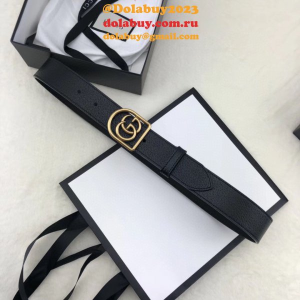 Top Quality Gucci Double G leather Replica belt black