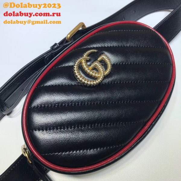 Replica Gucci Hibiscus 476434 AAA+ Chevron Leather GG Marmont