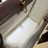 Tote Gucci Replica bag with jumbo GG 678839 camel and ebony GG Canvas