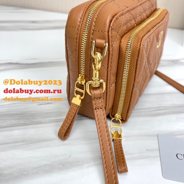 High Quality Dior Caro Bag Brown Supple Cannage Calfskin