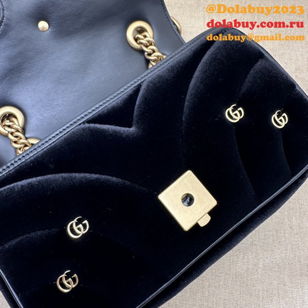 Affordable 446744 Black Marmont Top-Quality Fake Gucci Bags