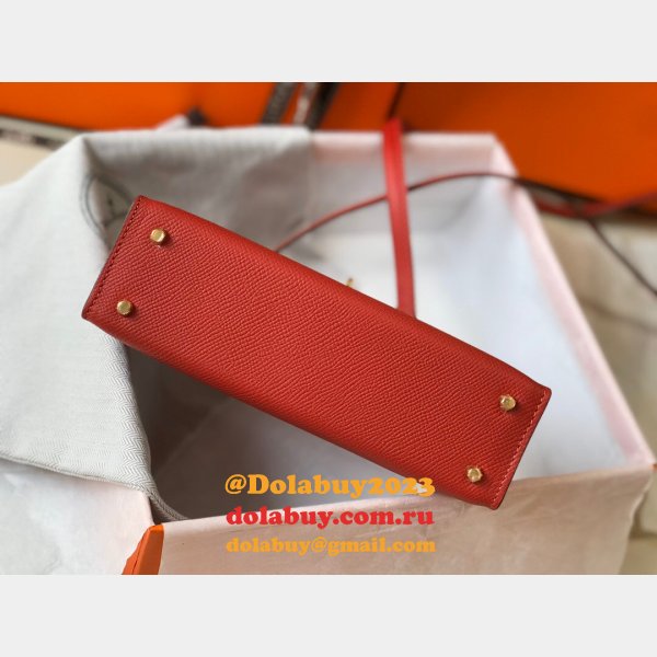 Replica Hermes Red Mini Kelly Handbag Epsom leather