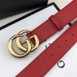 AAA+ Gucci Replica Leather Belt With Double G Red Buckle