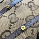 7 Star Gucci Backpack Replica 678829 with jumbo GG in camel and ebony GG canvas