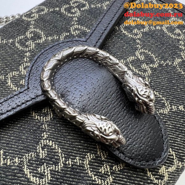 7 Star Gucci Replica 401231 Leather Dionysus Mini Chain Black Bag