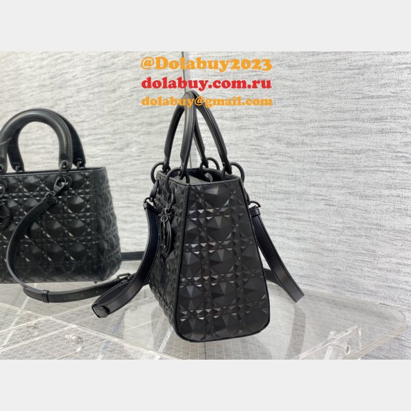 Christian Lady Dior 24cm AAA+ Replica Top Quality Black Bag