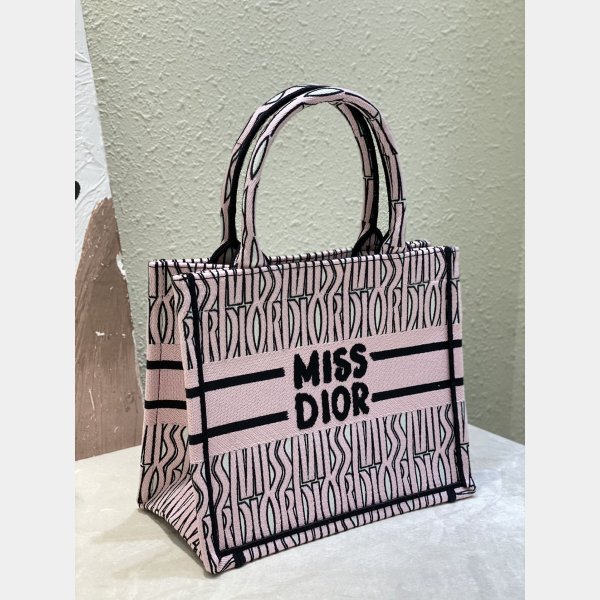 Luxury Miss Dior Allover 1:1 Mirror Book Tote pink