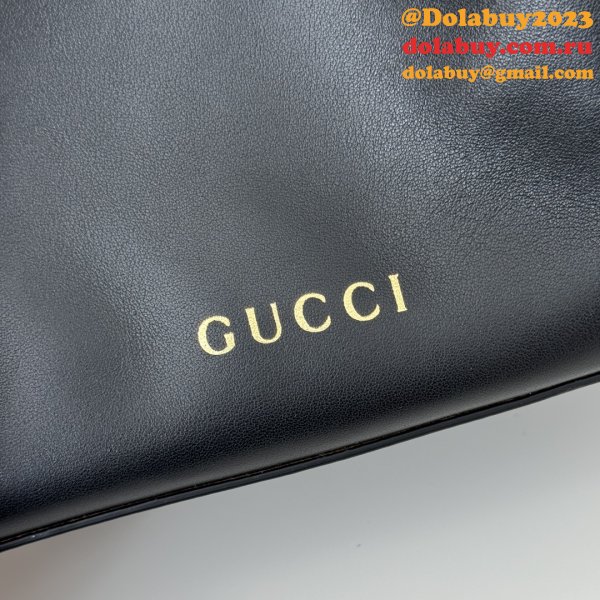 Designer 815118 Fake GG Emblem Gucci 1:1 Mirror Bucket Black Bag