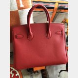 Hermes Birkin Epsom leather Handbags Red Golden