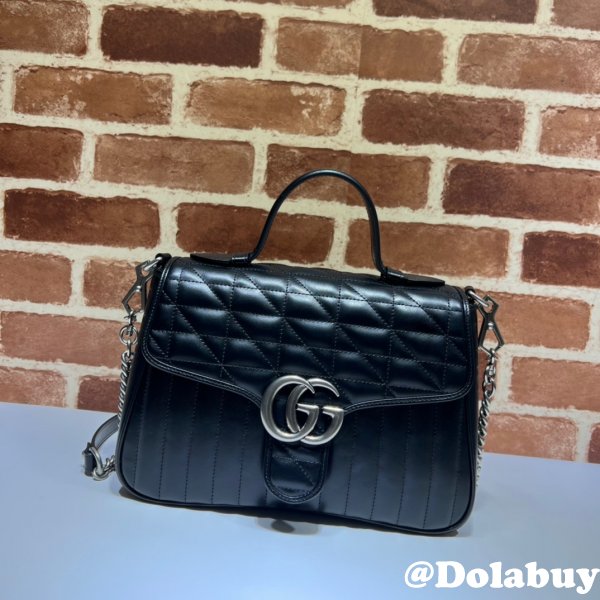 Designer Replica Gucci Replicas GG Marmont small top handle 498110 bag