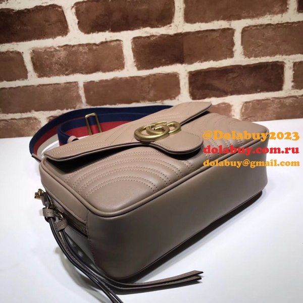 Top Quality Gucci Replica 498100 Leather GG Marmont Small Shoulder Bag