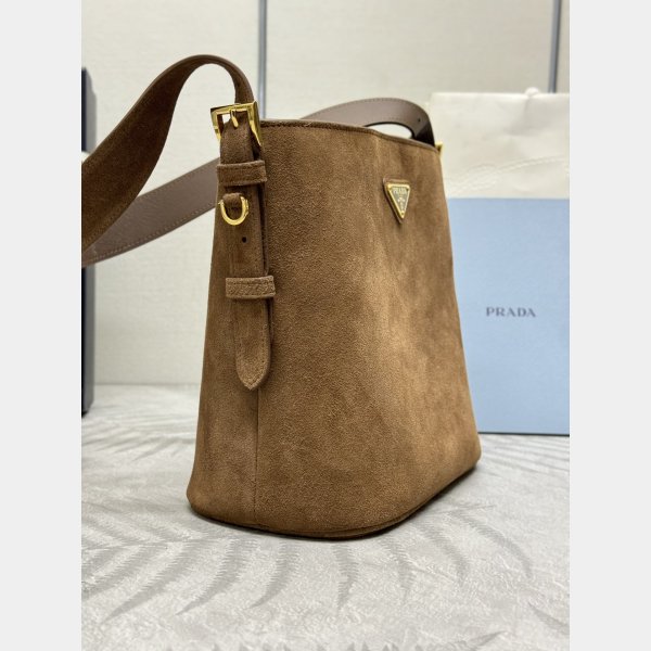 Top Quality Prada Suede Leather Mini Bucket Bag