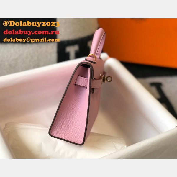 Hermes Outlet 1:1 Replica Mini Kelly Pink Handbags