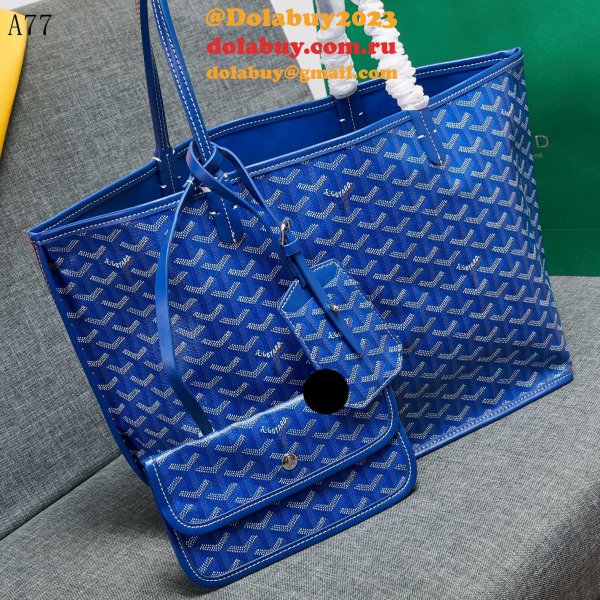 AAA+ Goyard Classic Chevron St. Louis PM Totes Blue Bags