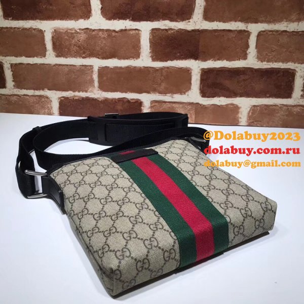 Top Quality Gucci Web GG Supreme Flat Messenger Replica 471454 Bag