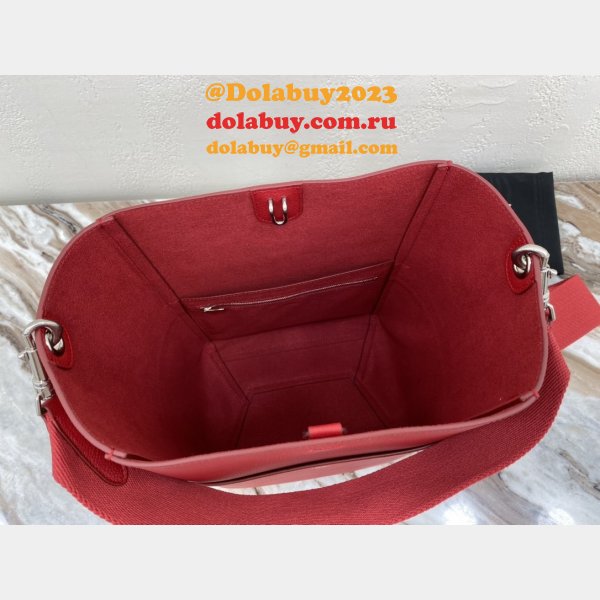 Discount Celine Sangle Seau Bucket Bag Red Calfskin