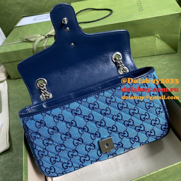 Gucci Replica 443497 GG Marmont Multicolor small shoulder blue bag