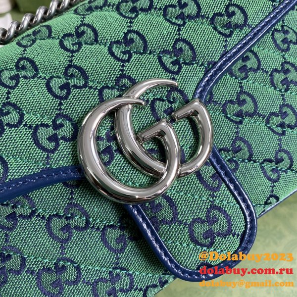 Gucci Knockoff 443497 GG Marmont matelassé shoulder green bag