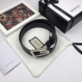 Luxury Gucci 35mm Buckle Black leather belt replica