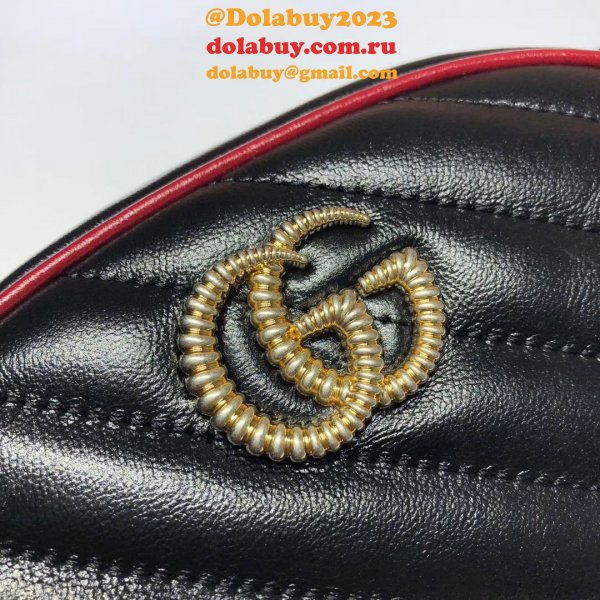 Replica Gucci Hibiscus 476434 AAA+ Chevron Leather GG Marmont