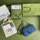 Gucci Replica 443497 GG Marmont Multicolor small shoulder blue bag