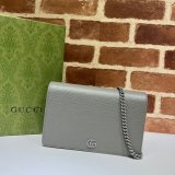 Top Luxury GG Gucci Replicas 497985 Marmont leather mini Chain Wallets bag