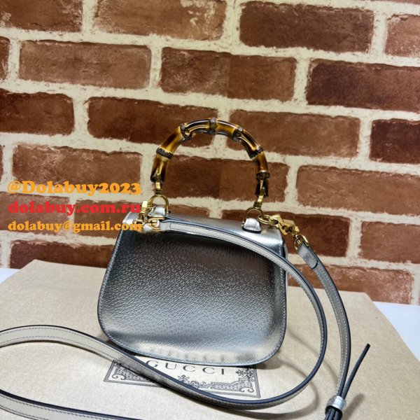 China Gucci 7 Star Bamboo 1947 675797/686864 top handle Silver bag