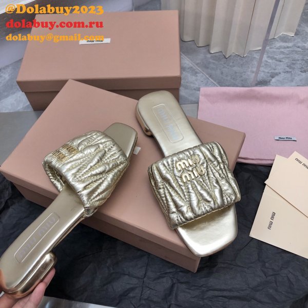 Wholesale Top Quality Miu Miu Copy Flat Sandals and Slippers Shoes