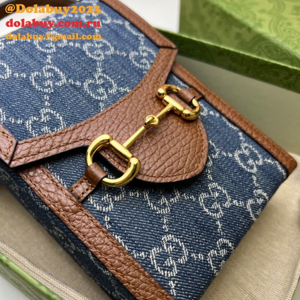 Top Quality Gucci Horsebit 1955 mini Blue and Ivory 625615 GG Replcias bag