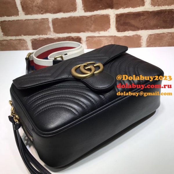 Top Quality Gucci Replica 498100 Leather GG Marmont Small Shoulder Bag