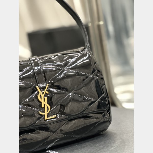 1:1 Quality Hobo Saint Laurent Fake 698567 Black Patent Bag