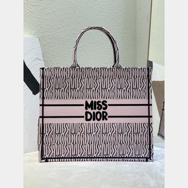 Luxury Miss Dior Allover 1:1 Mirror Book Tote pink