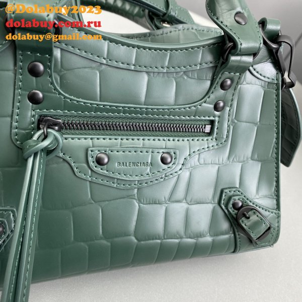 AAA+ Balenciaga Replica cuag Dark green crocodile bag