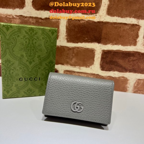 Best Gucci Replicas GG Marmont Medium Wallet 644407 Black/Gray/Apricot Leather