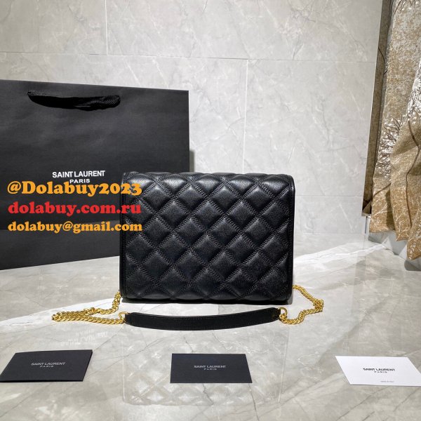 Replicas Saint Laurent Becky Large chain bag in quilted lambskin