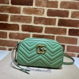 Designer Gucci Leather GG Marmont Top 447632 Matelassé Shoulder Bag