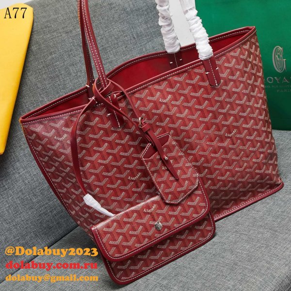 High Quality Goyard Classic Chevron St. Louis PM Totes Winer-Red Bags