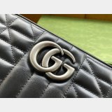 Wholesale Gucci Replicas Best Black/White 447633 Leather GG Marmont Bag