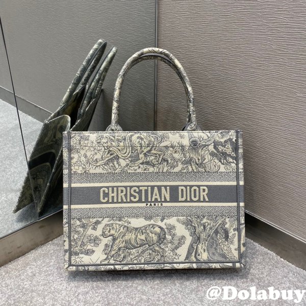 Best Christian Dior CD Book Tote Grey Tiger High Quality Bags