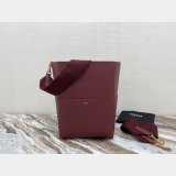 Women's Sangle bucket Replica Celine bag Wine red grained calfskin